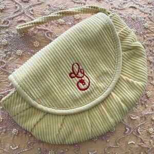 GANNI Embroidered Corduroy Pouch, Cream and Red
